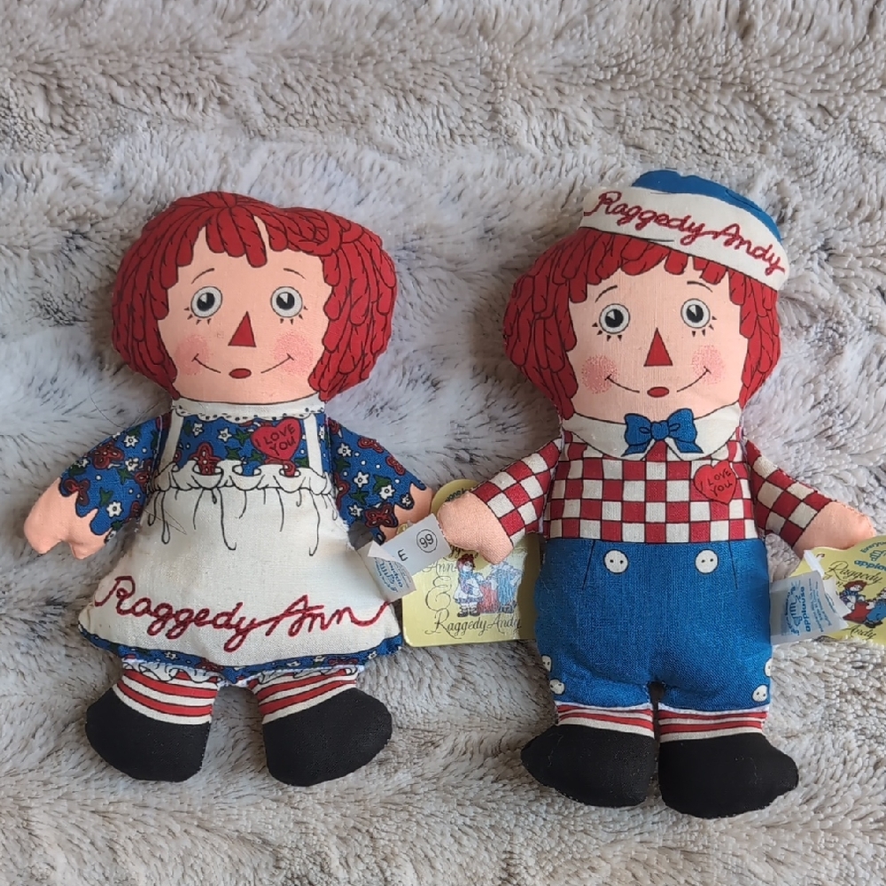 Vintage Applause Signed by Kim Gruelle Raggedy Ann & Andy Bean Bag Plush